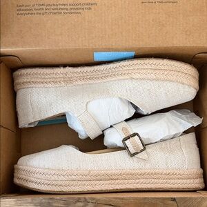 TOMS Beige Espadrille Flats with Buckle